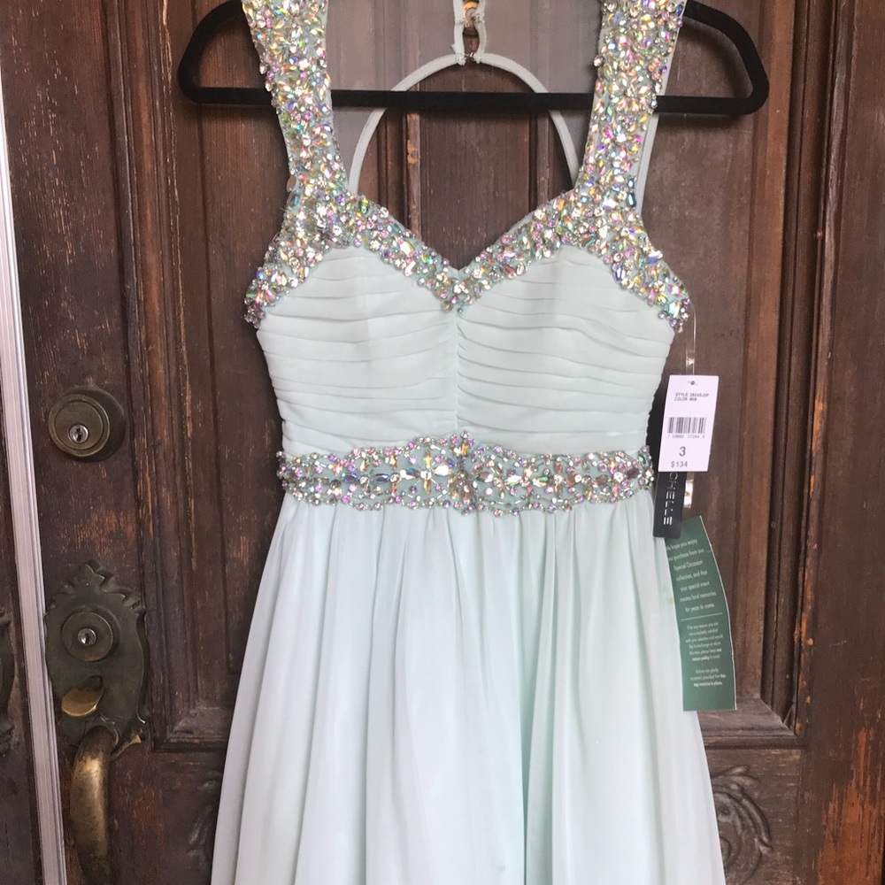 PARTY DRESS-mint green with jewels